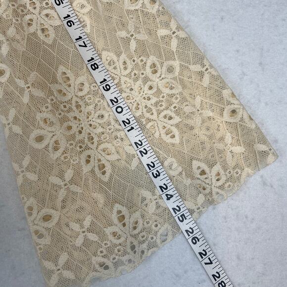 forte_forte Italian Lace Button Up Blouse Cream Sheer Bell Sleeve Designer Top L - Picture 7 of 11